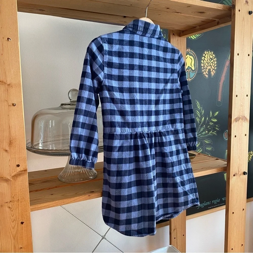 Vineyard Vine Blue Lighthouse Gingham Plaid Flannel Shirt Dress 4t